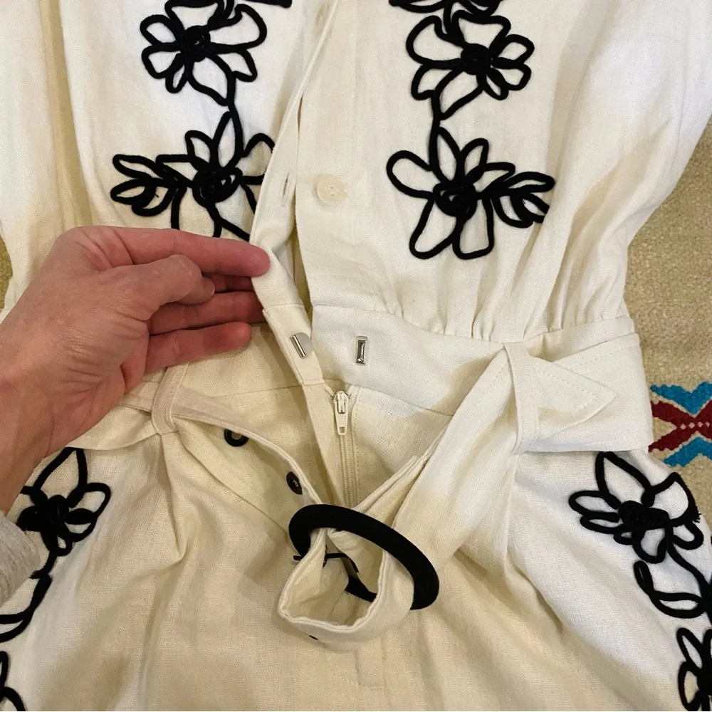 Anthropologie Belle Vere floral embroidered one piece belted romper NWT - Picture 9 of 16